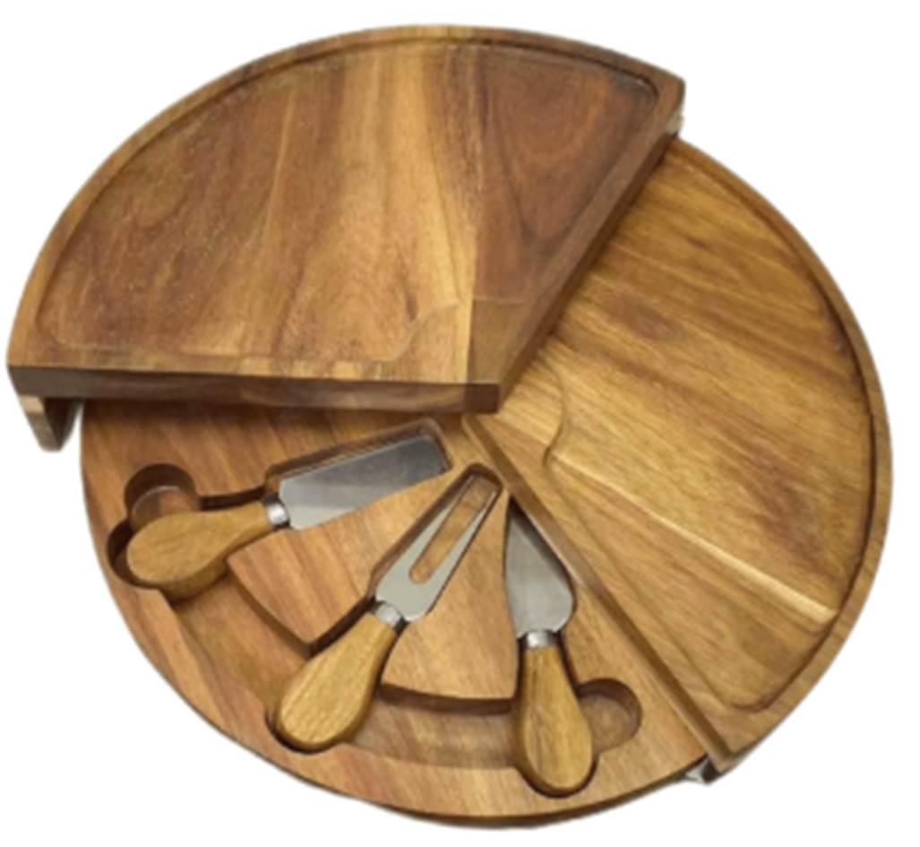 Luxury Acacia Wood Cheese Board Set with Knife Set – Elegant Serving Solution