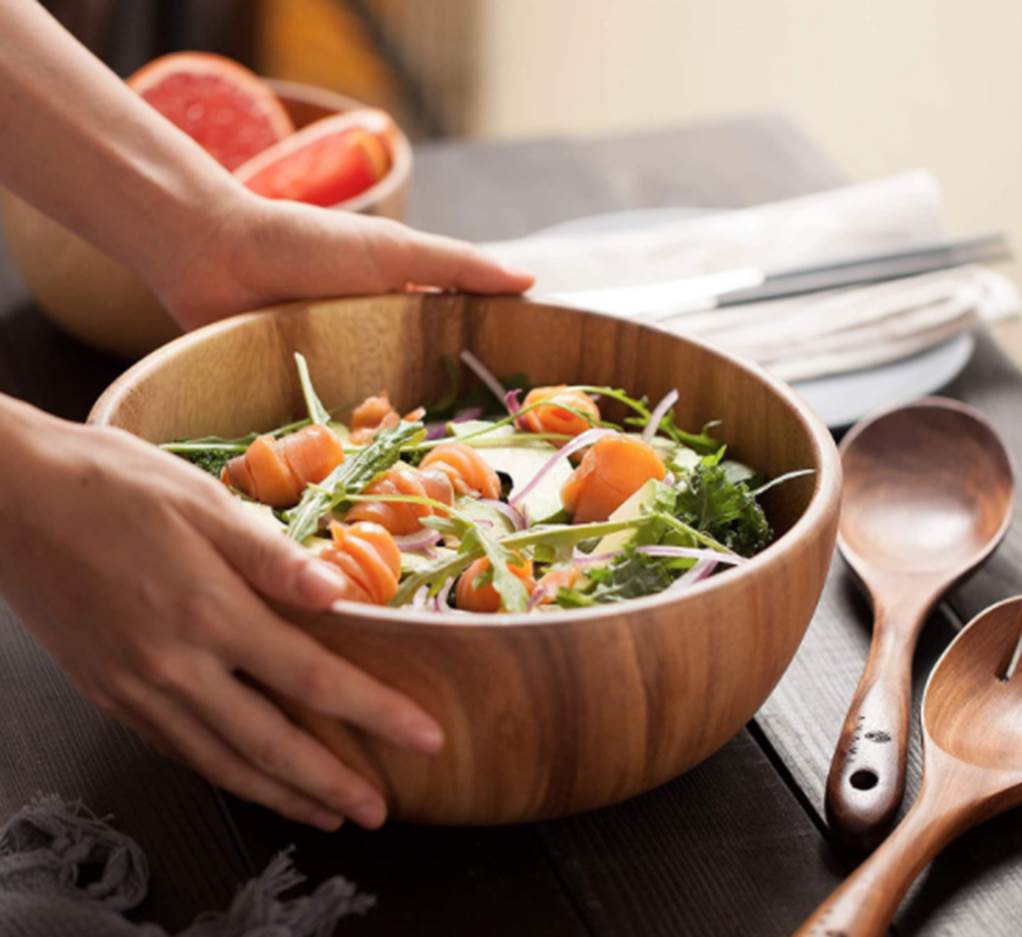 Exquisite Acacia Wood Salad Bowl Set with Matching Servers – Serve with Style